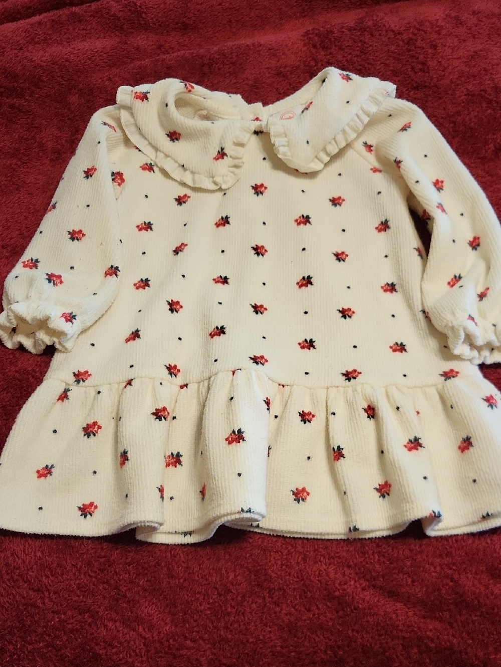 wonder nation Cream Dress with Red Floral Print